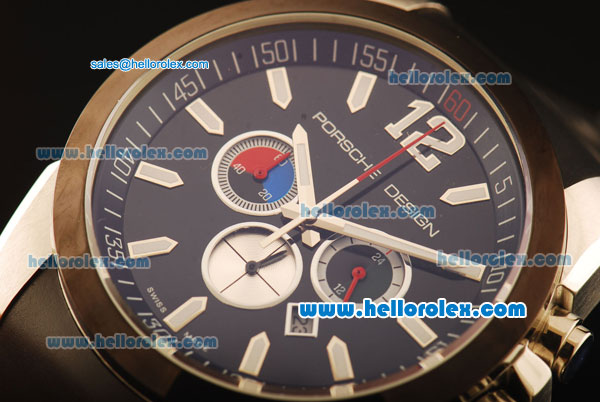 Porsche Design Chronograph Quartz Steel Case with PVD Bezel and Black Dial-Black Rubber Strap - Click Image to Close